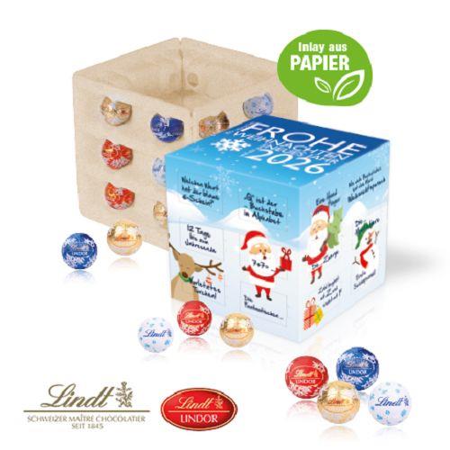 Adventskalender �Cube� mit Lindt Schokolade mit Papier
